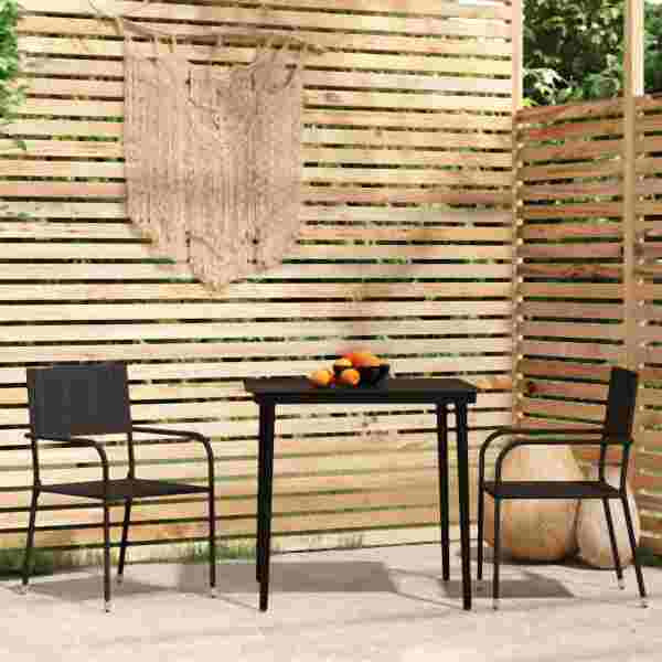 vidaXL 3-tlg. Garten-Essgruppe Schwarz, 3099589, 8720286915639