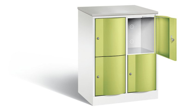 C+P Schließfachschrank Resisto, H1077xB772xT540mm, Farbe: Verkehrsweiß / Viridingrün, 8472-272 S10112
