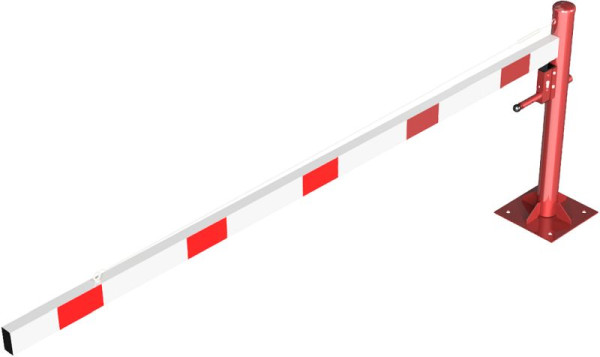 Schake Drehschranke 3,00m, mit Profilzylinderschloss, mit Seilzugverstärkung, Drehpfosten: Ø 102mm, feuerverzinkt, rot, 4113_30ZBP