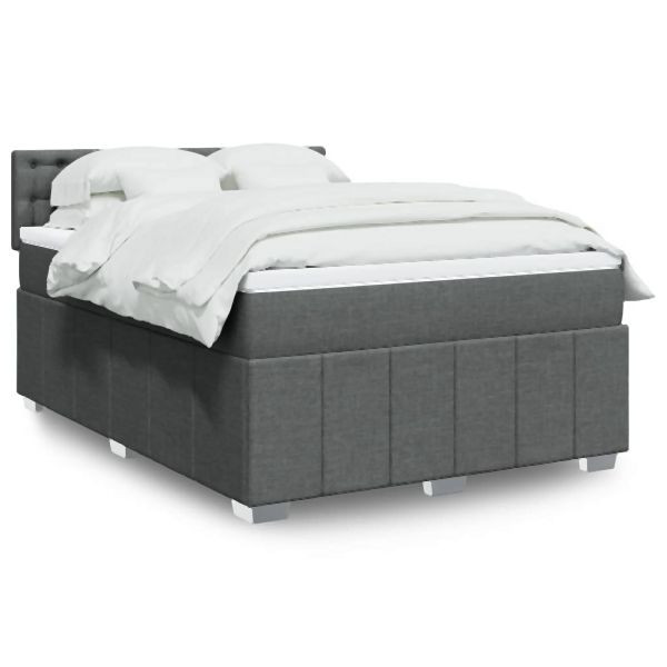 vidaXL Boxspringbett mit Matratze Dunkelgrau 160x200 cm Stoff, 3289434