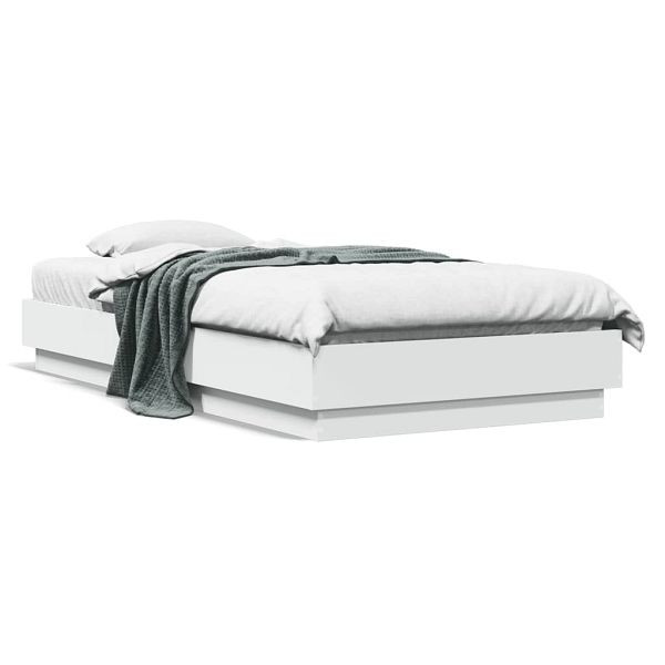 vidaXL Bettgestell mit LED Weiß 75x190 cm, Material des Bettgestells: Holzwerkstoff, 839546