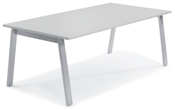 Deskin Konferenztisch RIO, Dekor: Lichtgrau, Gestellfarbe: Alusilber RAL 9006, BxHxT: 1600 x 735 x 800 mm, 280975