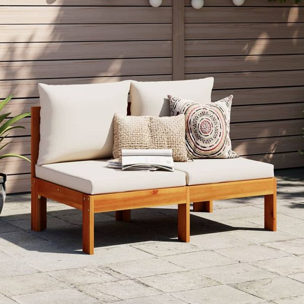 vidaXL Gartensofa ohne Armlehnen mit Kissen 2-Sitzer Massivholz Akazie, 367625