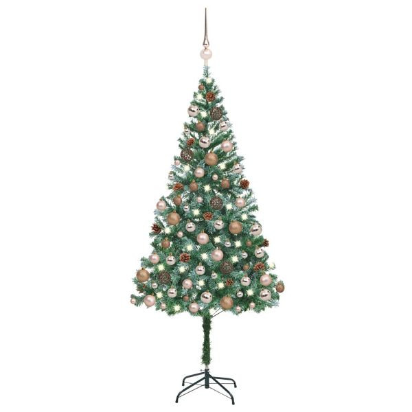vidaXL Künstlicher Weihnachtsbaum mit Beleuchtung Kugeln Zapfen 180 cm, 3077614