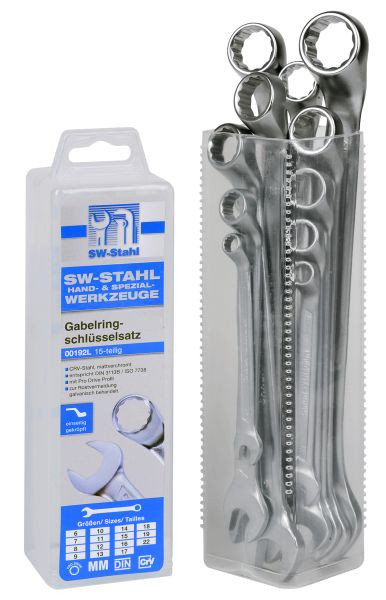 SW-Stahl Gabelringschlüsselsatz, 6-22 mm, gekröpft, 15-teilig, 00192L