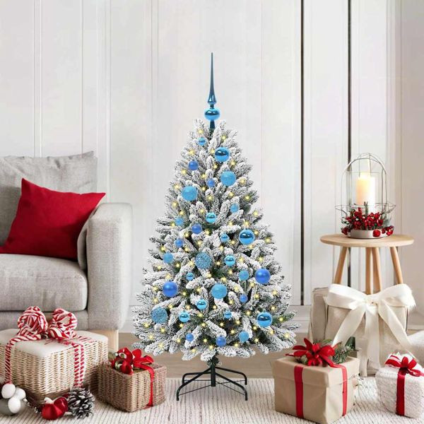 vidaXL Künstlicher Weihnachtsbaum Grün und Weiß 120 cm PVC und Metall, 3395737