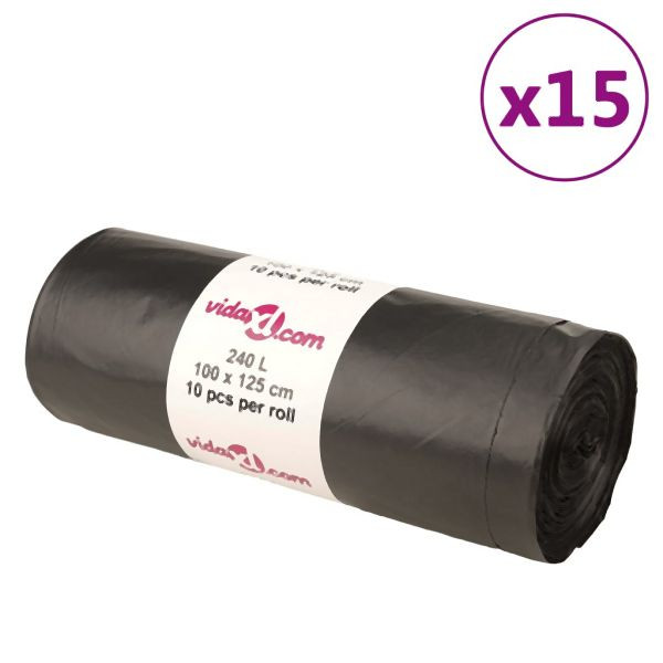 vidaXL Müllsäcke, Verpackungseinheit: 150 Stück Schwarz 240 L, 155341