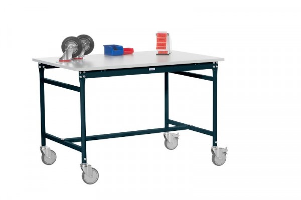 Manuflex Beistelltisch BASIS mobil mit Multiplex-Platte in Anthrazit RAL 7016, BxTxH: 1500 x 800 x 850 mm, Anthrazit, BB4065.7016