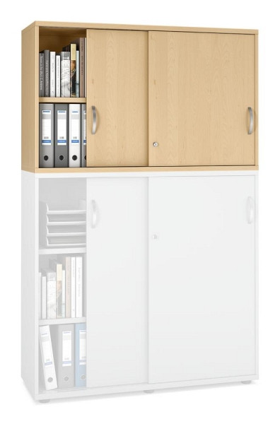 Deskin Schiebetüren-Aufsatzschrank MULTI M pro, Dekor: Buchedekor, BxHxT: 1200 x 750 x 420 mm, 250555