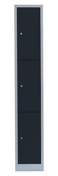 Lüllmann Stahl-Fächerschrank, 1800 x 315 x 500 mm, Lichtgrau/Anthrazitgrau, 520318