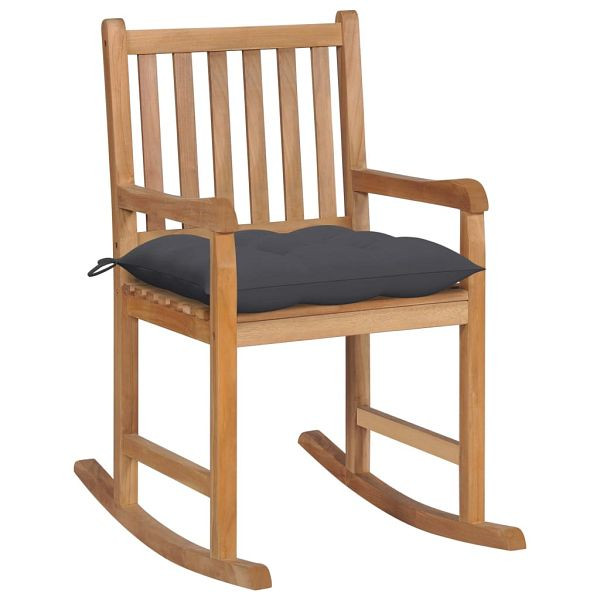 vidaXL Schaukelstuhl mit Anthrazit Kissen Massivholz Teak, 3062772