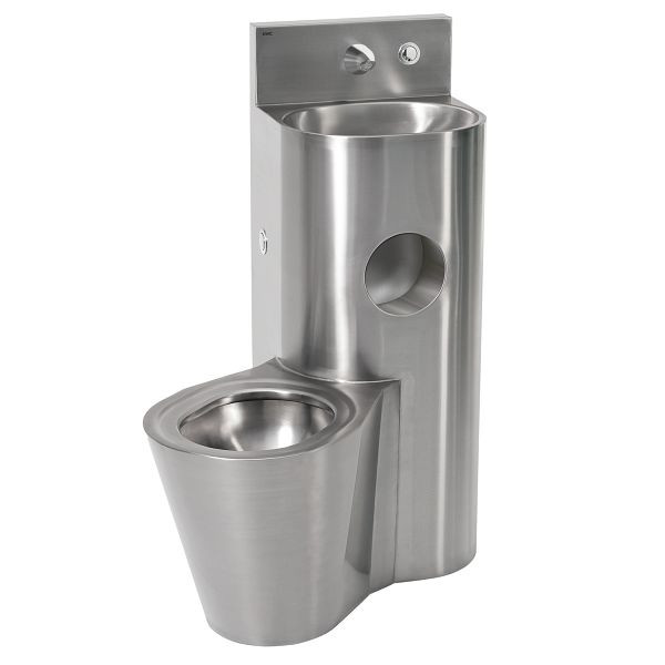 KWC Sanitärkombination, Edelstahl, Hinterwandmontage, SPK, hydraulisch, WC links, 2000100953