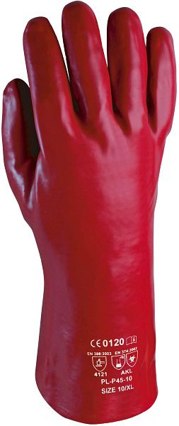 ASATEX PVC-Handschuhe, Kat. III, 45 cm lang, vollbeschichtet, chemikalienbeständig, Farbe: rot, VE: 72 Paar Größe: 10, PL-P45-10