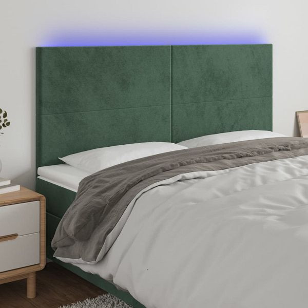 vidaXL LED Kopfteil Dunkelgrün 180x5x118/128 cm Samt, 3122207