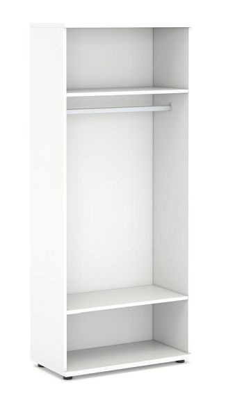 Deskin Offenes Regal OFFICE-LINE inkl. Kleiderstange, Dekor Weiß Melamin, H 1890 x B 800 x T 420 mm, 353171