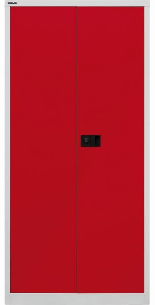 Bisley Flügeltürenschrank Universal, 4 Fachböden, 5 OH, Korpus lichtgrau, Fronten kardinalrot, E782A04506