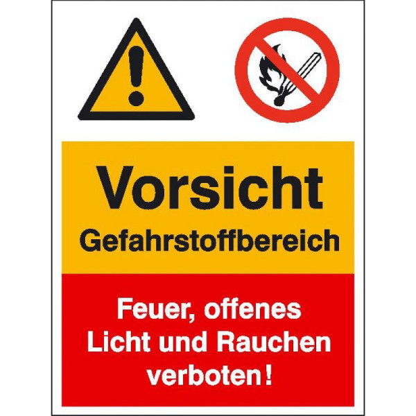 Stein HGS Kombischild mit Warnzeichen und Verbotszeichen, Vorsicht Gefahrstoffbereich, 43.0513