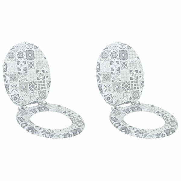 vidaXL Toilettensitz 2-teilig Blau und Weiß Porzellan 44 x 38 cm, 3414540