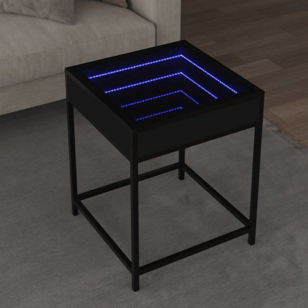 vidaXL Couchtisch mit Infinity-LED Schwarz 40x40x51 cm, 847672