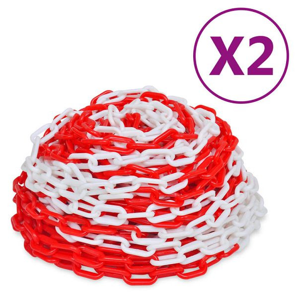 vidaXL Absperrketten 2 Stück Rot und Weiß Kunststoff 30 m, 3057524