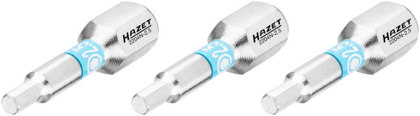 Hazet Bit, Sechskant massiv 6,3 (1/4 Zoll), Innen-Sechskant Profil, 2.5 mm, Anzahl Werkzeuge: 3, 2204N-2.5/3