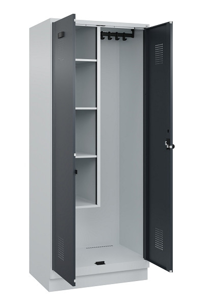 C+P Putzmittel-Spind Evolo PLUS, mit Sockel, 2 Abteile, 1950x800x500mm, 7035/701, Drehriegel, 049120-02 S10012