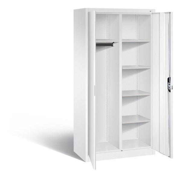 C+P Akten-/Garderobenschrank Acurado, H1950xB930xT500mm, Farbe: Verkehrsweiß, Muldengriff, 5 OH, 9280-30 S10365