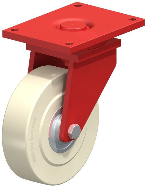 Blickle LS-GSPO 400K Stahlgeschweißte Schwerlast-Lenkrolle, schwere Drehkranz-Ausführung, Gusspolyamid, Weiß, 301648