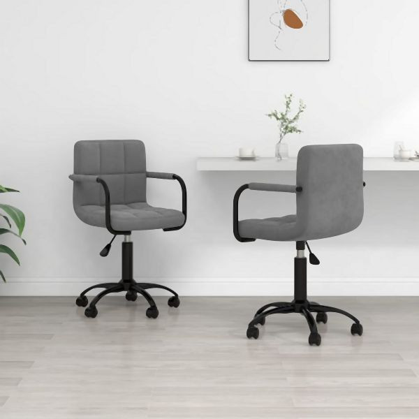 vidaXL Esszimmerstühle 2 Stk. Drehbar Dunkelgrau Samt, 334722