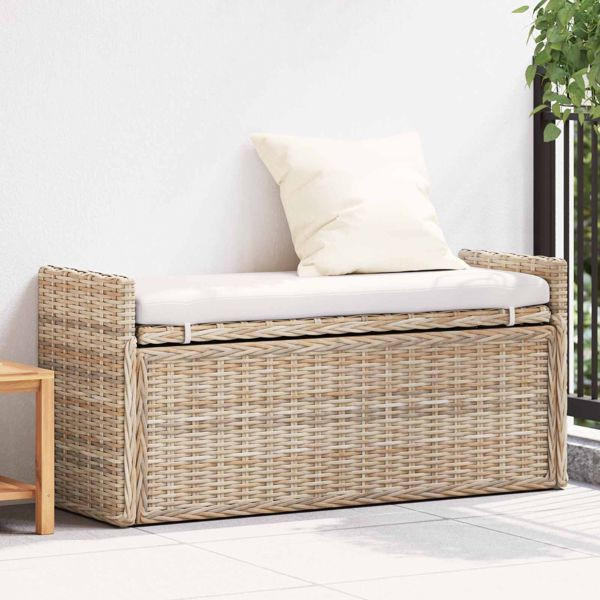 vidaXL Sitzbank mit Stauraum mit Kissen Natur 110 x 40 x 50 cm Rattan, 42011577