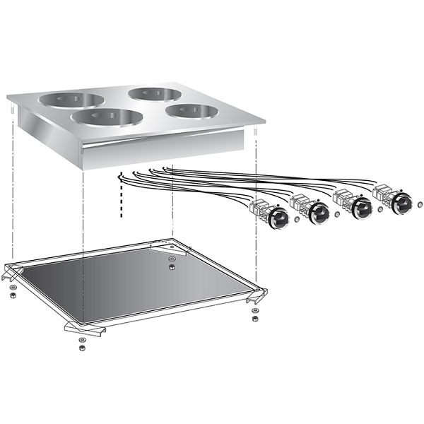 Gastro-Inox drop-in Elektroherd 4 Kochplatten, 60cm, 160.507