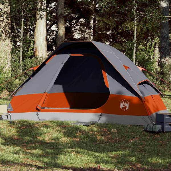vidaXL Kuppel-Familienzelt 6 Personen Grau und Orange Wasserdicht, 94783