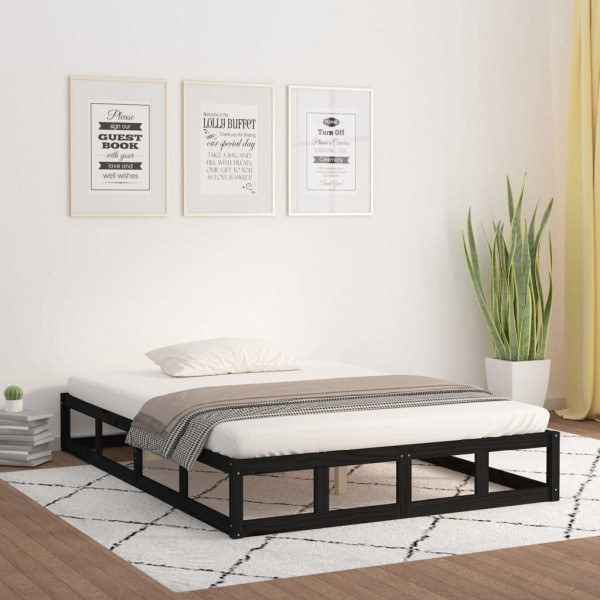 vidaXL Massivholzbett Schwarz 120x200 cm, 820795, 8720287136835