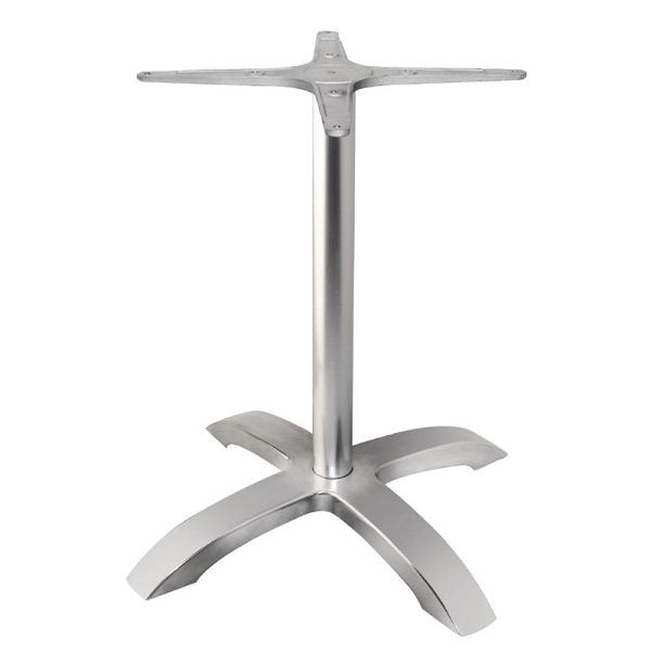 Bolero Tischfuß mit Fußkreuz gebürstetes Aluminium 68cm hoch, GG660
