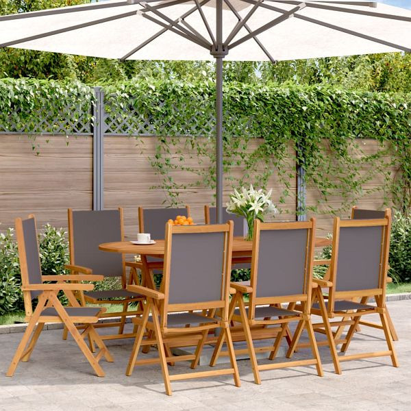 vidaXL Gartenstuhl Verstellbar 8 Stück Anthrazit Stoff und Massivholz, 3214543