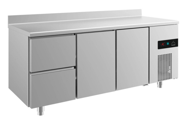A&S Polarny Kühltisch -2 bis +8°C mit 2x Türen und 1x zwei Schubladen links, 1865 x 700 x 850 mm, mit Aufkantung, KT3ZTTA