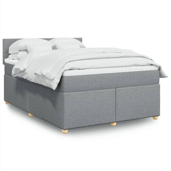 vidaXL Boxspringbett mit Matratze Hellgrau 140x200 cm Stoff, 3286703