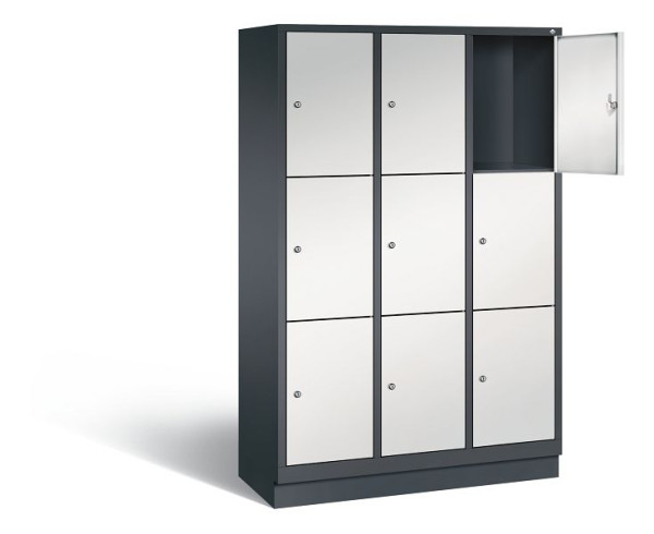 C+P Schließfachschrank Evolo, H1800xB1200xT500mm, Farbe: Schwarzgrau / Lichtgrau, 48020-323 S10019