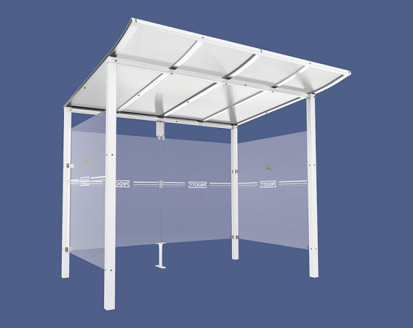 Procity Raucherunterstand Modulo - Ohne Frontverkleidung - Tiefe 1990 mm, Farbe RAL 9010, Maße: Breite 2500 x Höhe 2250 x Tiefe 2000 mm, 529572.9010
