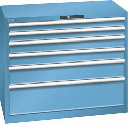 LISTA Schubladenschrank 54x27E (BxTxH) 1023x572x850mm KEY Lock, Lichtblau, 6 Schubladen, Traglast Schubladen 75 - 200 kg, 78.746.010