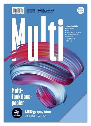 Staufen Multifunktionspapier 7X PLUS - A4, 160 g/qm, blau, 25 Blatt, 734051693