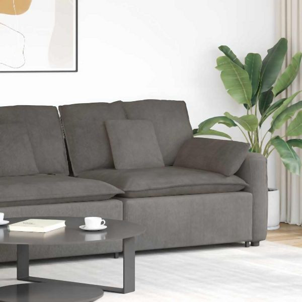 vidaXL Modulares Sofa Endmodul mit Armlehne Kissen Hellgrau 100 cm, 4104407