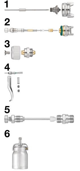 Prevost Komplettset Düsensatz 1,7 mm + Einstellschraube für Lackierpistole, Ersatzteile für Lackierpistolen CAR S03HVLP, CAR S03HVLPK1