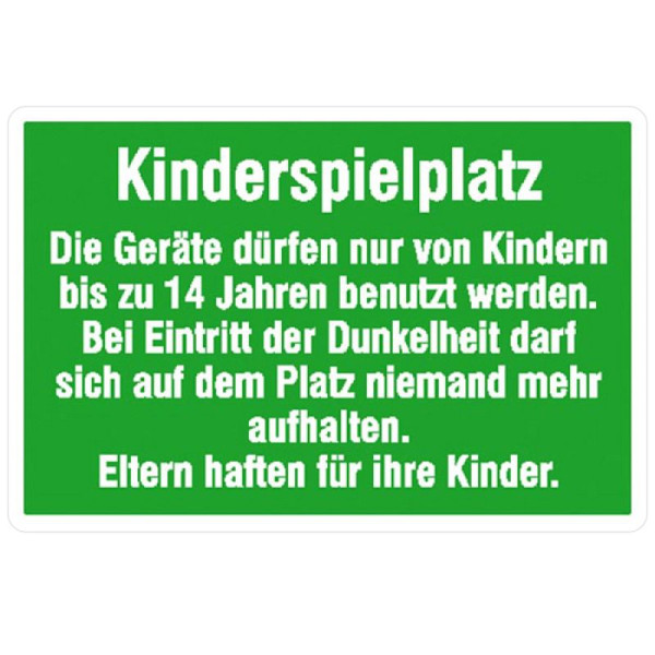 Stein HGS Spielplatzschild, Kinderspielplatz, Geräte dürfen nur von Kindern, 750x500mm/Alu geprägt, 11.5463