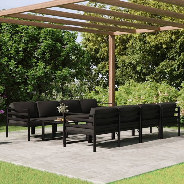 vidaXL 9-teilig Garten-Lounge-Set mit Kissen Aluminium Anthrazit, 3107807