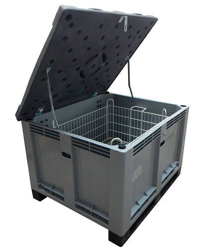 DENIOS Batteriebox aus PE, 299 Liter, M-Box 2 Advanced, Füllung PyroBubbles, 261772