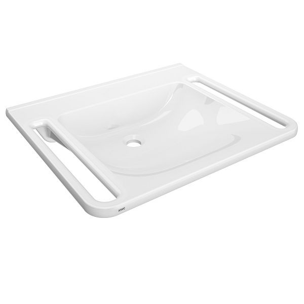 KWC Einzelwaschtisch, MEDCARE, MIRANIT, 650x150x550 mm, weiß, Griff, barrierefrei, 2030072429