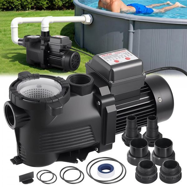 VEVOR Schwimmbadpumpe 550 W, 14.000 L/H, 3450 U/min, 12 m Förderhöhe, mit 24h-Timer & Filterkorb, für Pools & Spas, DSYCGLBOZDS5WLI6F001V2