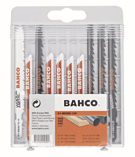 Bahco Stichsägeblätter-Satz für Holz und Metall, 10-teilig, 91-MIXED-10P
