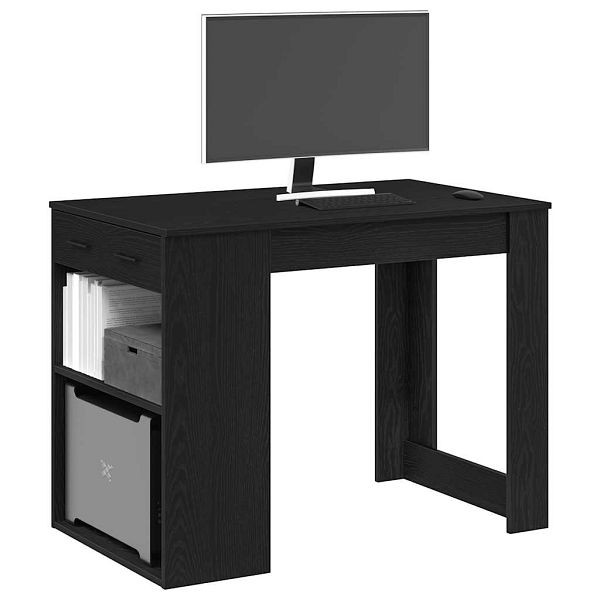 vidaXL Schreibtisch mit Schubladen und Ablage Schwarz Eichen-Optik, 858687